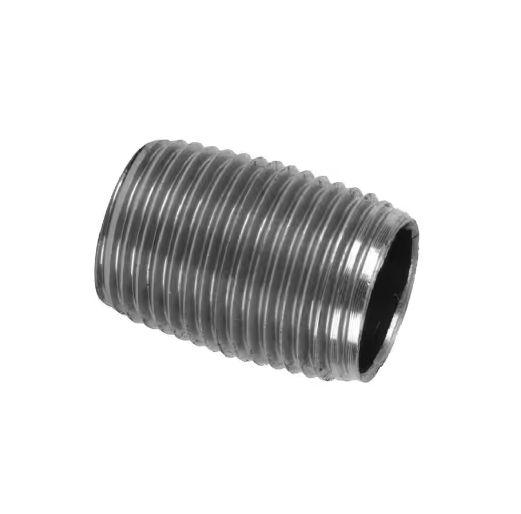 1" X Close Black Steel Nipple