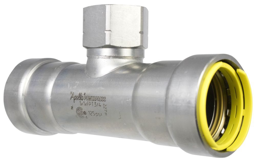 APOLLO PWR7481848 3/4" X 3/4" X 1/2" CARBON STEEL TEE 4712G GAS PRESS X PRESS X FTG