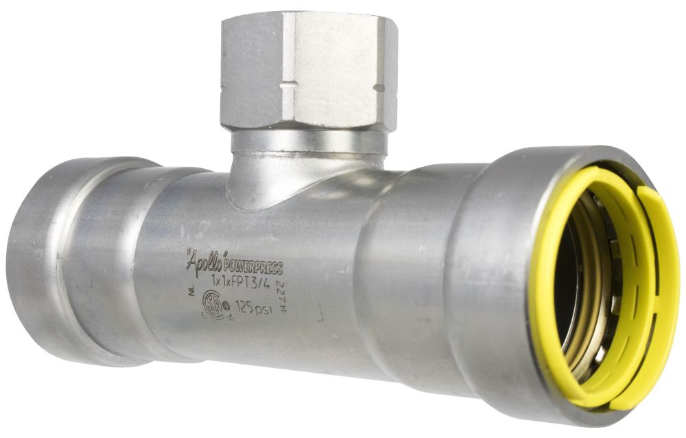 APOLLO PWR7481881 1-1/4" X 1-1/4" X 1/2" CARBON STEEL TEE 4712G GAS PRESS X PRESS X FTG