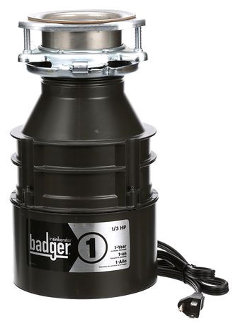 GARBAGE DISPOSAL  ISE 73128A BADGER 1 W/CORD 1/3 HP