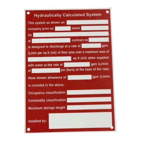 Aluminum Hydraulic System, Sign 5" X 7"