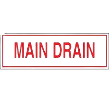 Main Drain, Sign 6" X 2"