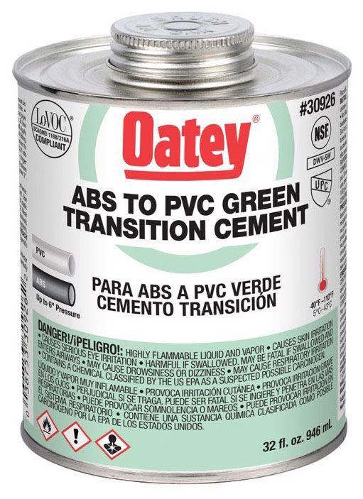OATEY ABS TO PVC GREEN TRANSITION CEMENT QUART