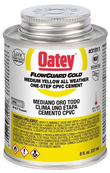 OATEY 8oz Flowguard Gold (Small) Yellow Cpvc Cement 1/2 Pint