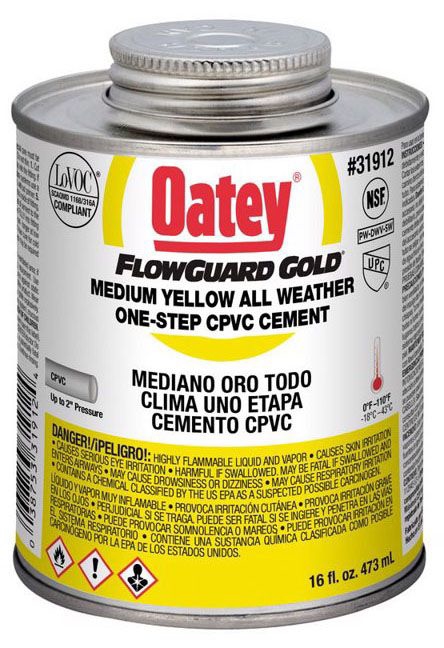 OATEY 31912 16OZ FLOWGUARD GOLD (MEDIUM)  YELLOW CPVC CEMENT 1 PINT