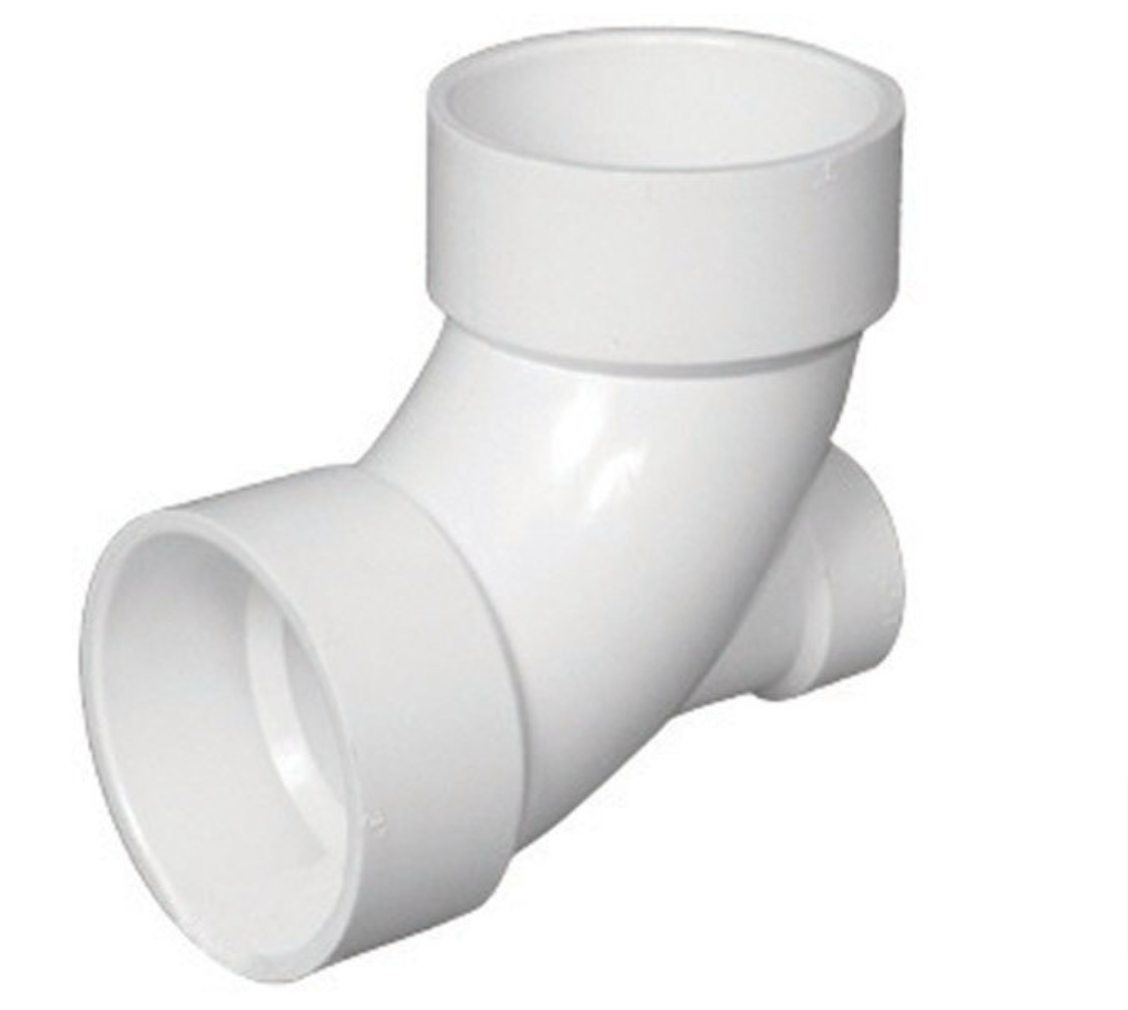 DWV LP303-420 4 x 4 x 2 PVC DWV 1/4 BEND W/LOW HEEL INLET (H x H x H)